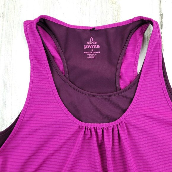 Prana Women's Sleeveless Scoop Neck Top Burnout Double Layer pink SZ S - Picture 4 of 6